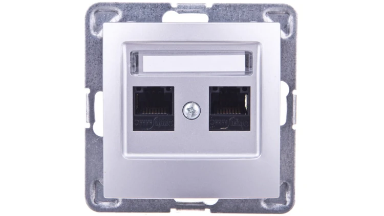 IMPRESJA Gniazdo komputerowe podwójne RJ45 kat.5e MMC srebrne GPK-2Y/K/m/18
