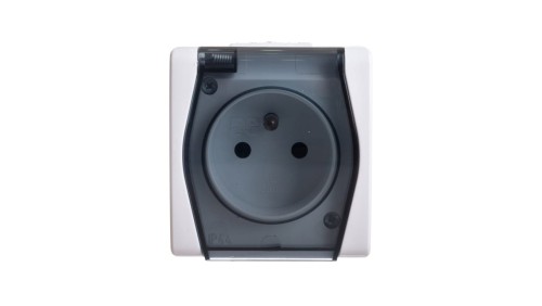 Hermes2 Gniazdo hermetyczne pojedyncze z/u z klapką dymną 16A IP44 białe 1021-01