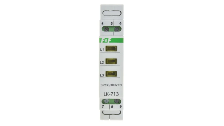Lampka modułowa 3-fazowa żółta 3x230V+N AC LK-713Y