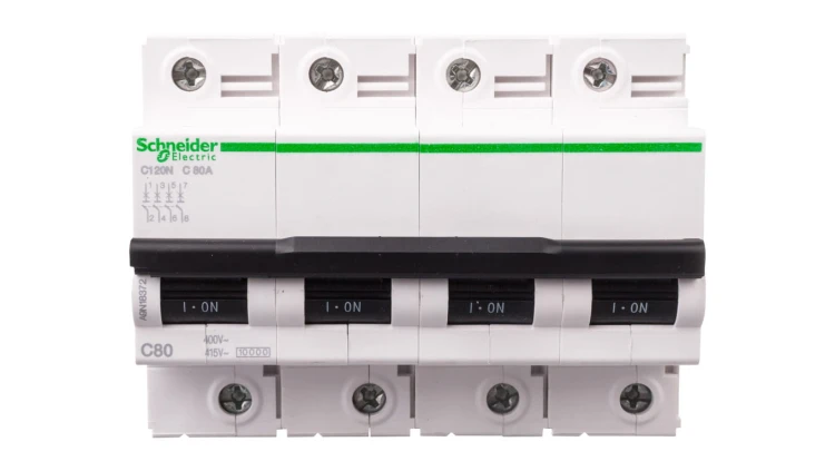 Wyłącznik nadprądowy 4P C 80A 6kA AC iC120 Acti9 A9N18372
