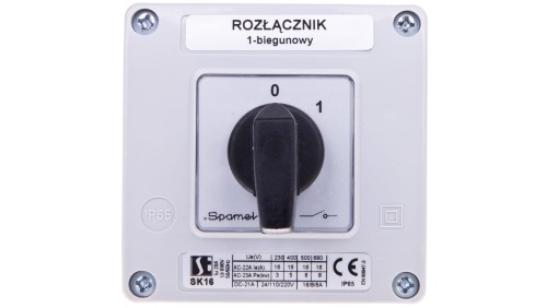Łącznik krzywkowy 0-1 1P 16A w obudowie SK16-1.825OB11