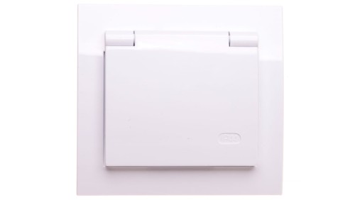 KIER Gniazdo bryzgoszczelne z/u IP44 klapka przezroczysta białe GPH-1WZ/00/w
