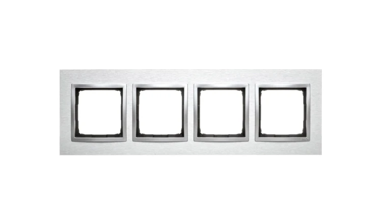 Simon 54 Nature Ramka poczwórna metal INOX KLASYCZNY DRN4/77