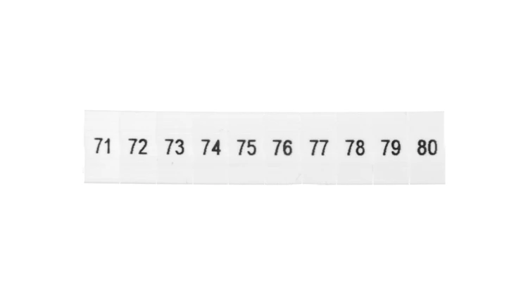 Oznacznik do złącz szynowych, opisówka ZB 5 numerowana od 71-80 kolor biały /10szt./