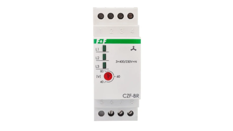 Przekaźnik zaniku i asymetri faz 10A 1P 4sek 40-80V CZF-BR