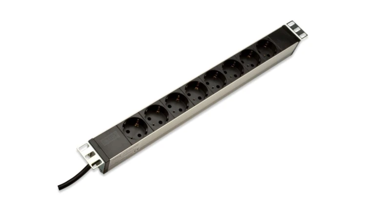 Listwa zasilająca PDU 19 Rack, 8x gniazdo schuko,2.0m, 1x wtyk unischuko, 16A, aluminiowa DN-95401