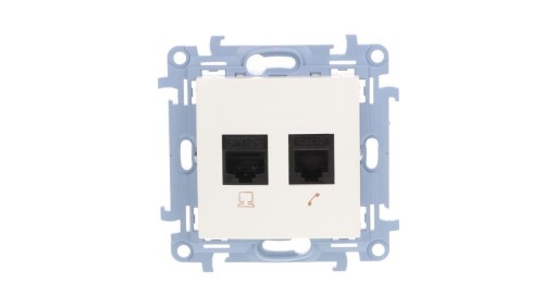 Simon 10 Gniazdo teleinformatyczne RJ45+RJ11 kat.5e białe C5T.01/11