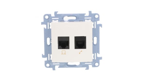 Simon 10 Gniazdo RJ45 kat 6 + gniazdo telefoniczne RJ11 białe C6T.01/11