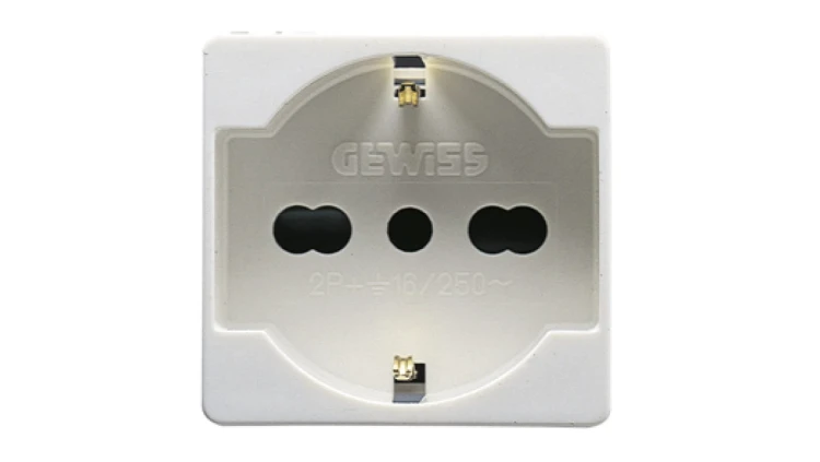 Gniazdo 2P+E standard włoski/niemiecki 16A 250V białe GW20246