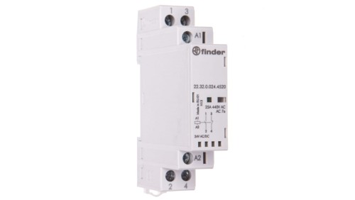 Stycznik modułowy 1Z 1R 25A 24V AC/DC, wskaźnik zadziałania + LED, 17,5mm 22.32.0.024.4520