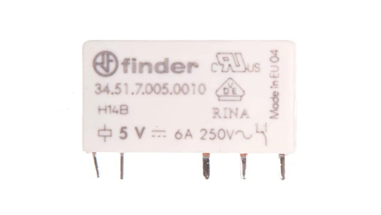 Wąski przekaźnik elektromagnetyczny 1P 6A 5V DC do płytki drukowanej 34.51.7.005.0010