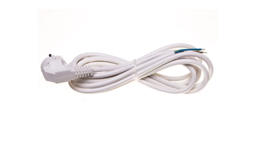 Przewód przyłączeniowy W-3 3x1,5 mm2 biały z wtyczką kątową 3m 51.935