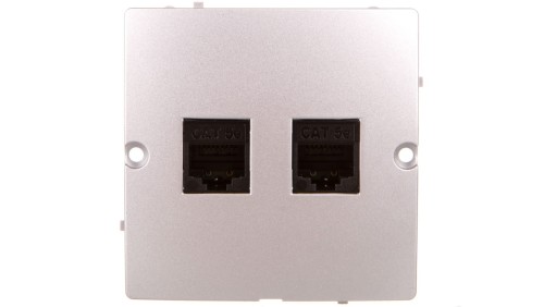 Simon Basic Gniazdo komputerowe podwójne RJ45 kat. 5e srebrny mat BMF52.02/43