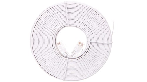 Kabel krosowy płaski patchcord U/UTP kat.5e biały 10m 93363