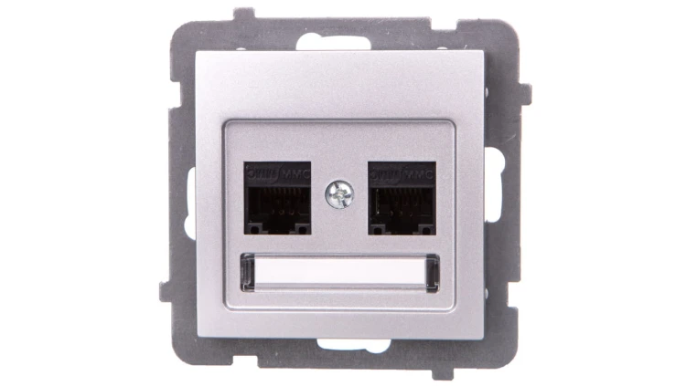AS Gniazdo komputerowe podwójne RJ45 kat.5e MMC srebro GPK-2G/K/m/18