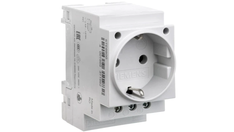 Gniazdo modułowe serwisowe 2P+Z 16A 230V Schuko na szynę 5TE6800