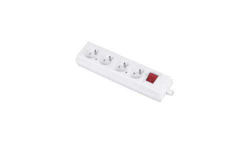 Gniazdo przenośne czterokrotne 16A 2P+Z 250V z wyłącznikiem białe GN-470WS