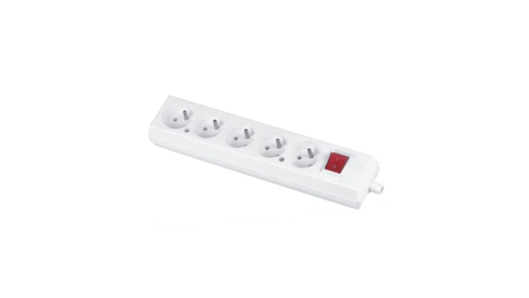 Gniazdo przenośne pięciokrotne 16A 2P+Z 250V z wyłącznikiem białe GN-570WS