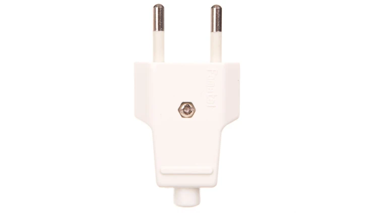 Wtyczka płaska 10A b/u 250V biała WT-1001 (ZN-11 2,5A)