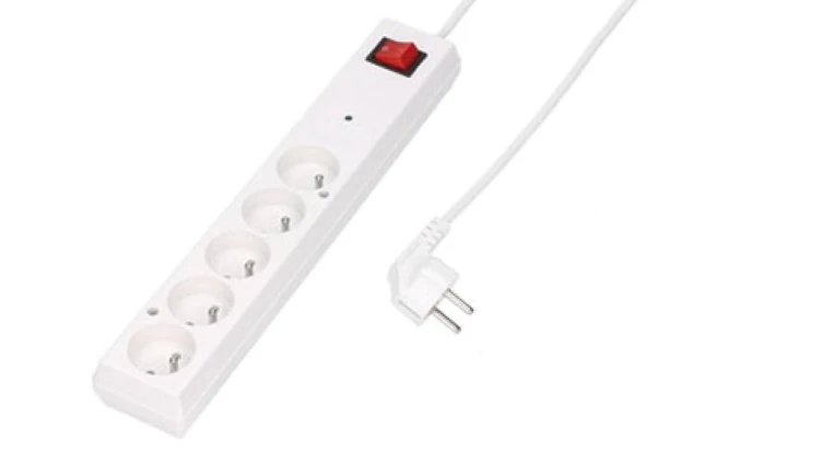 Listwa przeciwprzepięciowa PS-5PF z filtrem 5-gniazd z/u 10A 1,5m /OMY 3x1/ biała