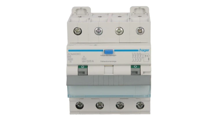 Wyłącznik różnicowo-nadprądowy RCBO 4P B6A 0,03A Typ A 6kA RCBO ADM406C