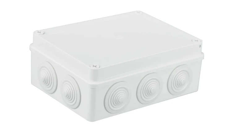 Puszka n/t hermetyczna 190x140x70 10 dławików IP65 biała S-BOX 406B