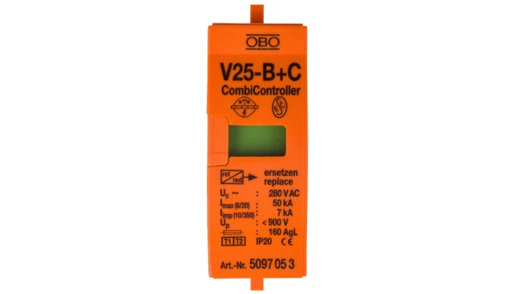 Wkładka ogranicznika przepięć Typ T1+T2 7kA V25-B+C Typ 1+2/0-280 5097053
