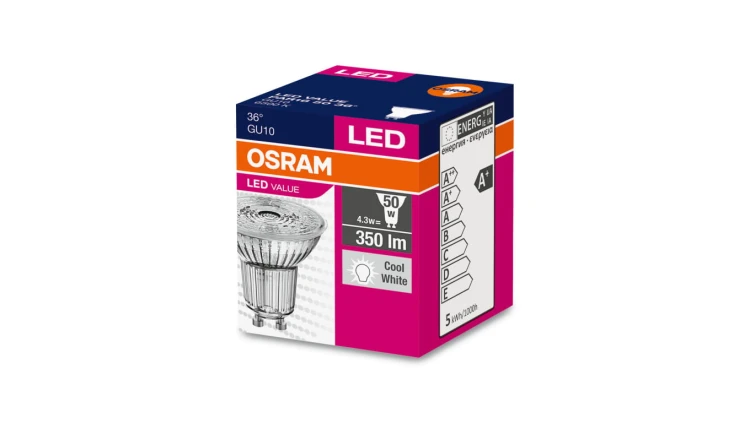 Żarówka LED VALUE 50 GU10 4,3W 350lm 4000K 840 (36 stopni) 4058075055155