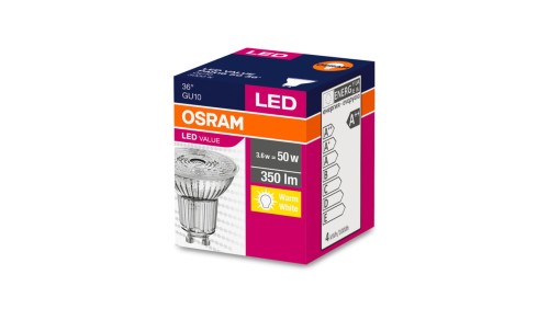Żarówka LED VALUE 50 GU10 4,3W 350lm 3000K 830 (36 stopni) 4058075096622
