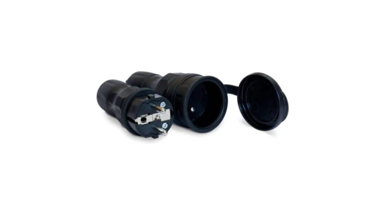 Zestaw EXTREM wtyczka + gniazdo 16A 2P+Z 250V IP54 czarny ZWG-54
