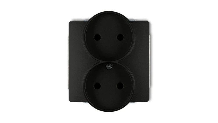 DECO Gniazdo podwójne b/u czarny mat 12DGPR-2p