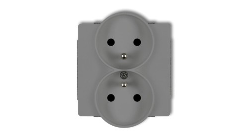 DECO Gniazdo podwójne do ramki z/u szary mat 27DGPR-2zp