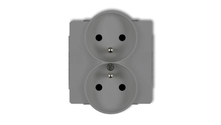 DECO Soft Gniazdo podwójne z/u do ramki szary mat 27DGPRSO-2zp