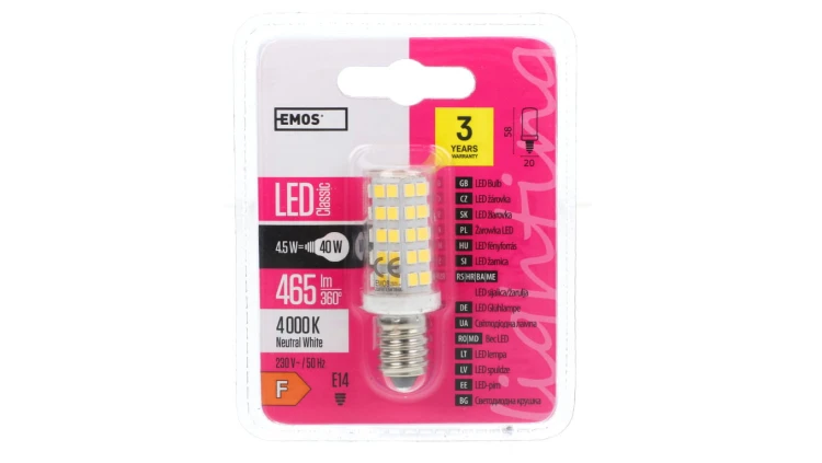 Żarówka LED do okapu 4,5W E14 465lm 4100K CLASSIC 3 lata gwarancji ZQ9140