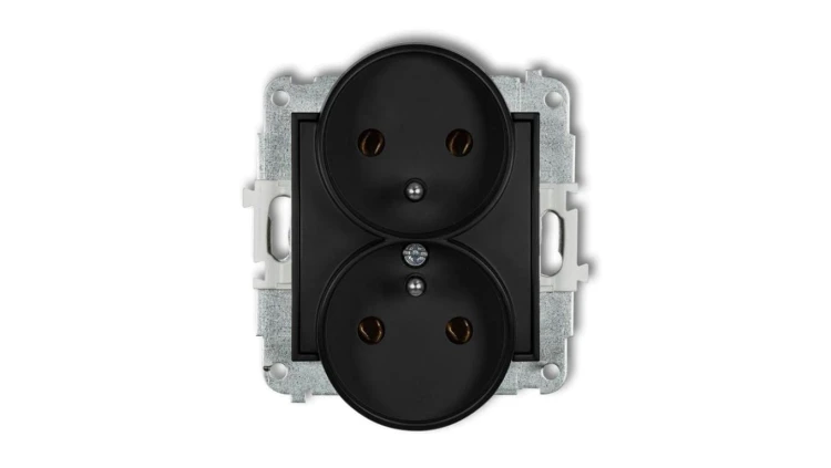 MINI Gniazdo podwójne z/u czarny mat 12MGPR-2z