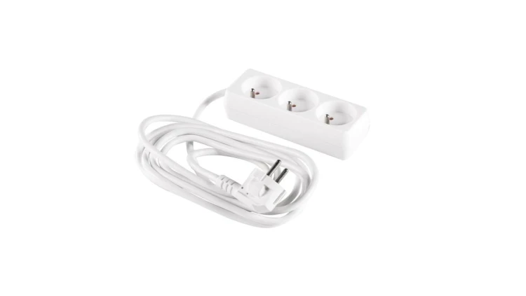 Przedłużacz 3-gniazda z/u 1,5m /H05VV-F 3G1/ biały PM-BW-3G-15