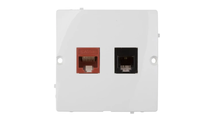 Simon Basic Gniazdo teleinformatyczne RJ45 kat.5e + RJ11 białe BMF5T.02/11