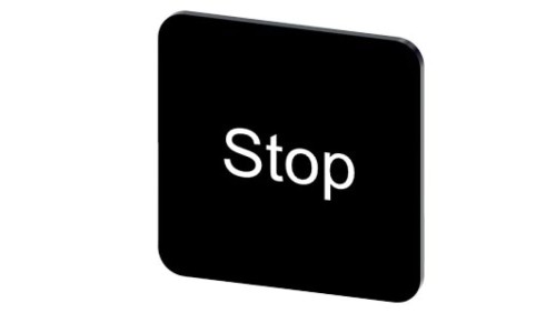 Etykieta samoprzylepna do kaset 22x22mm czarna inskrypcja /Stop/ SIRIUS ACT 3SU1900-0AF16-0DS0