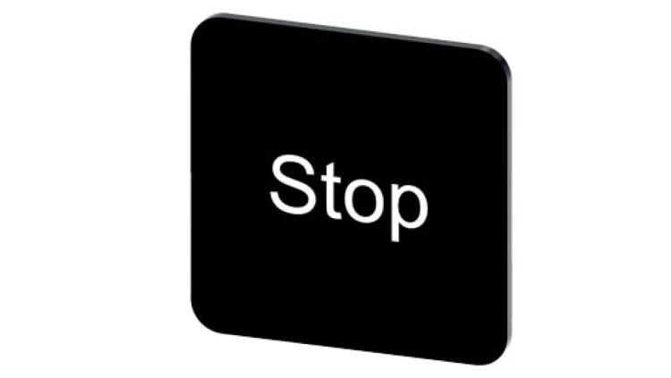 Etykieta samoprzylepna do kaset 22x22mm czarna inskrypcja /Stop/ SIRIUS ACT 3SU1900-0AF16-0DS0