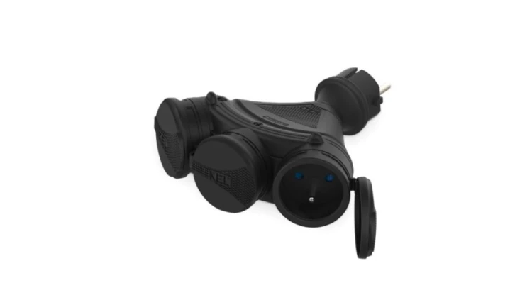 Rozgałęźnik wtyczkowy 3-gniazda z/u 16A 250V IP54 czarny GN-X3/54 W-01154