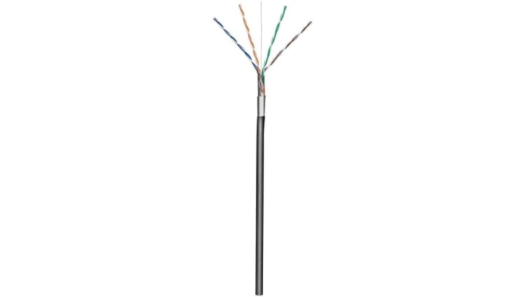 Kabel Skrętka Kat 5e F/UTP Drut 305m Czarna Zewnętrzna CCA