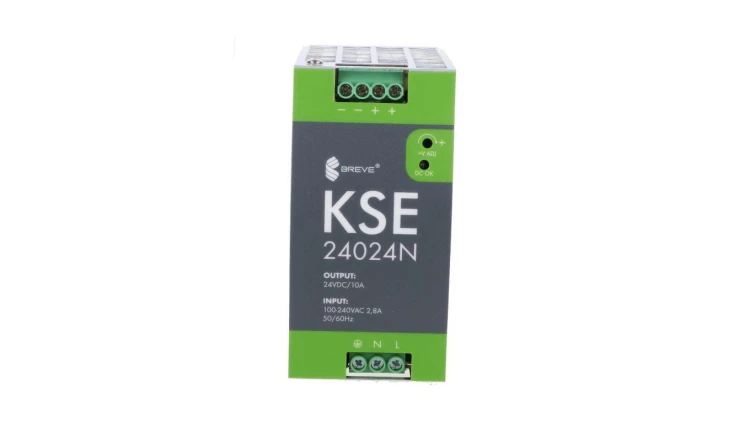 Zasilacz impulsowy KSE 24024M 230/ 24VDC 10A 240W na szynę DIN, Uzas: 96-264VAC, Ta70, 18924-9988