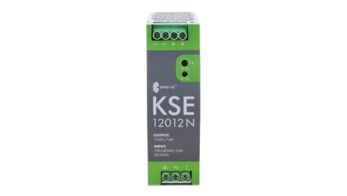 Zasilacz impulsowy KSE 12012M 230/ 12VDC 10A 120W na szynę DIN, Uzas: 96-264VAC, Ta70, 18912-9988