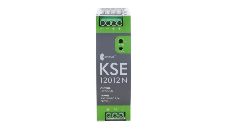 Zasilacz impulsowy KSE 12012M 230/ 12VDC 10A 120W na szynę DIN, Uzas: 96-264VAC, Ta70, 18912-9988