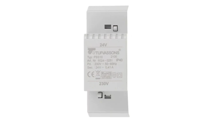 Transformator 1-fazowy modułowy bezpieczeństwa PSS 10T 230/ 24V 0,42A, na szynę DIN, IP40, Ta 40, 16024-0251