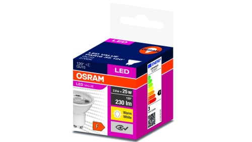 Żarówka LED VALUE 25 GU10 2,8W 230lm 2700K 827 (120 stopni) 4058075198944
