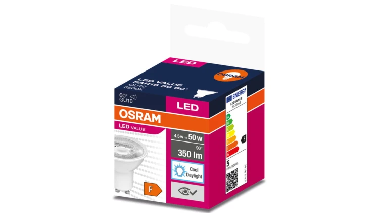 Żarówka LED VALUE 50 GU10 4,5W 350lm 6500K 865 (60 stopni) 4058075599239