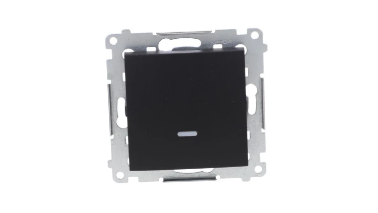 Simon 54 Łącznik jednobiegunowy z sygnalizacją załączenia LED (moduł) 10AX 250V szybkozłącza, czarny mat DW1ZL.01/49