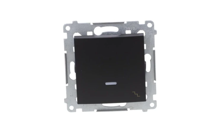 Simon 54 Łącznik schodowy z podświetleniem LED (moduł) 10AX 250V szybkozłącza, czarny mat DW6L.01/49