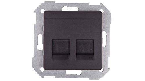 Simon 82 Pokrywa gniazda komputerowego podwójnego 2xRJ45 płaska z adapterem i przesłoną grafit 82006-38